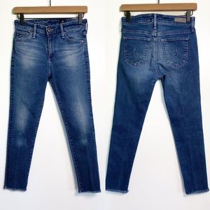 Ag Adriano Goldschmied The Farrah High Rise Skinny Ankle Raw Hem Size 25R